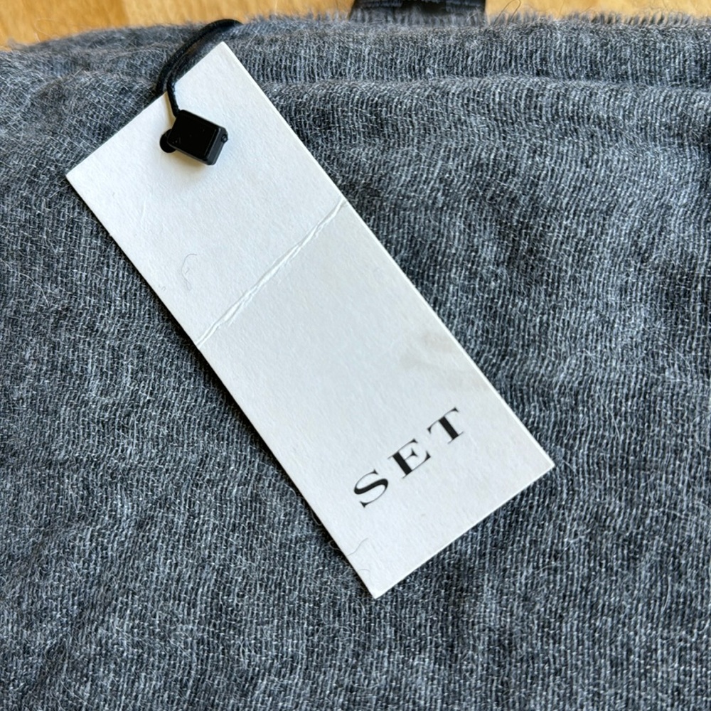 NWT Set wrap made in Italy. Gray. Alpaca/polyamide/modal. 56 inches by 54 inches